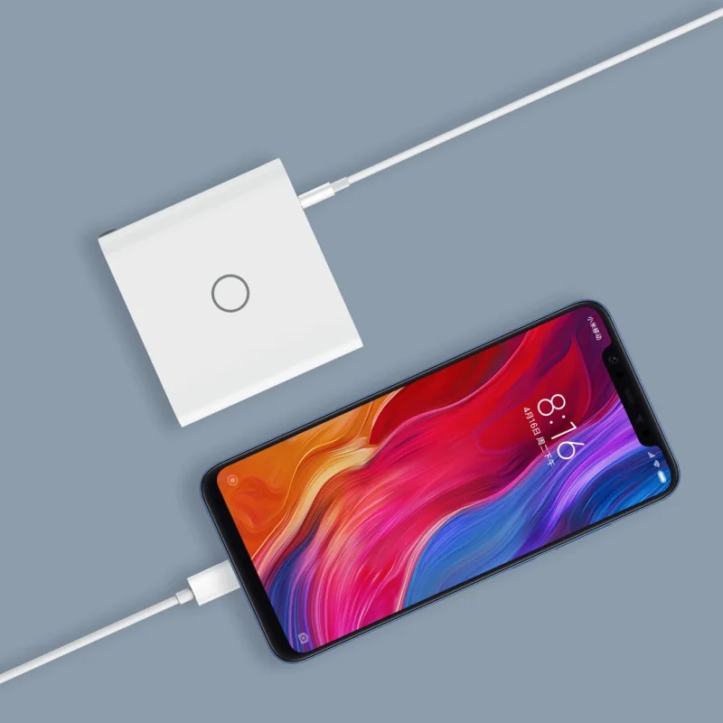 Новейший Xiaomi ZMI USB зарядное устройство 65 Вт 3 порта для Android iOS переключатель умный выход тип-c 45 Вт USB-A 20 Вт Быстрая зарядка с usb-кабелем