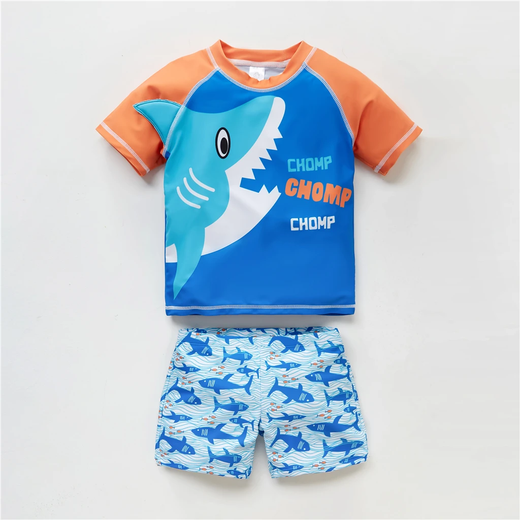 Новинка; модная детская одежда для купания для мальчиков; классный купальный костюм для маленьких мальчиков с принтом животных; пляжная одежда; детский купальный костюм с рисунком рыбы - Цвет: YY9054-5T
