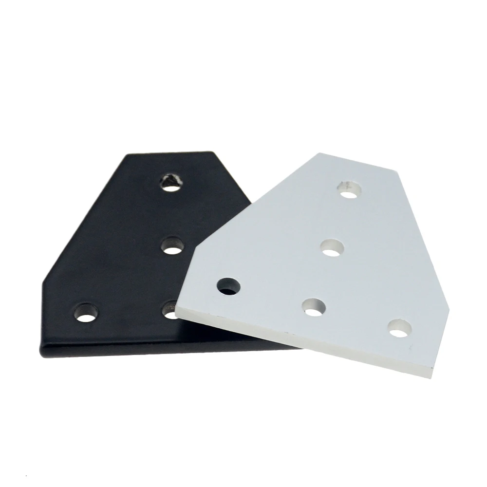 2pcs/lot 5 Hole Black/Silver Joint Board Plate Corner Angle Bracket Connection Joint Strip for 2020 3030 4040 Aluminum Profile