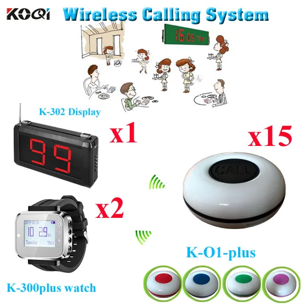 Restaurant Guest Paging System Newest Arrival Voice Pager Equipment ( 1pcs display with 2pcs watch and 15pcs call buzzer) | Компьютеры и