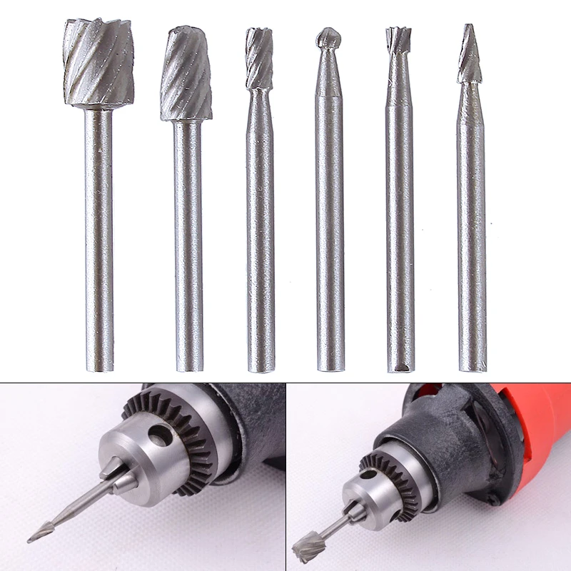 

Hot Sale 6 Pcs/Set HSS Routing Router Grinding Bits Burr For Rotary Tool Dremel Bosch Mini Multi Functional Knife #69340