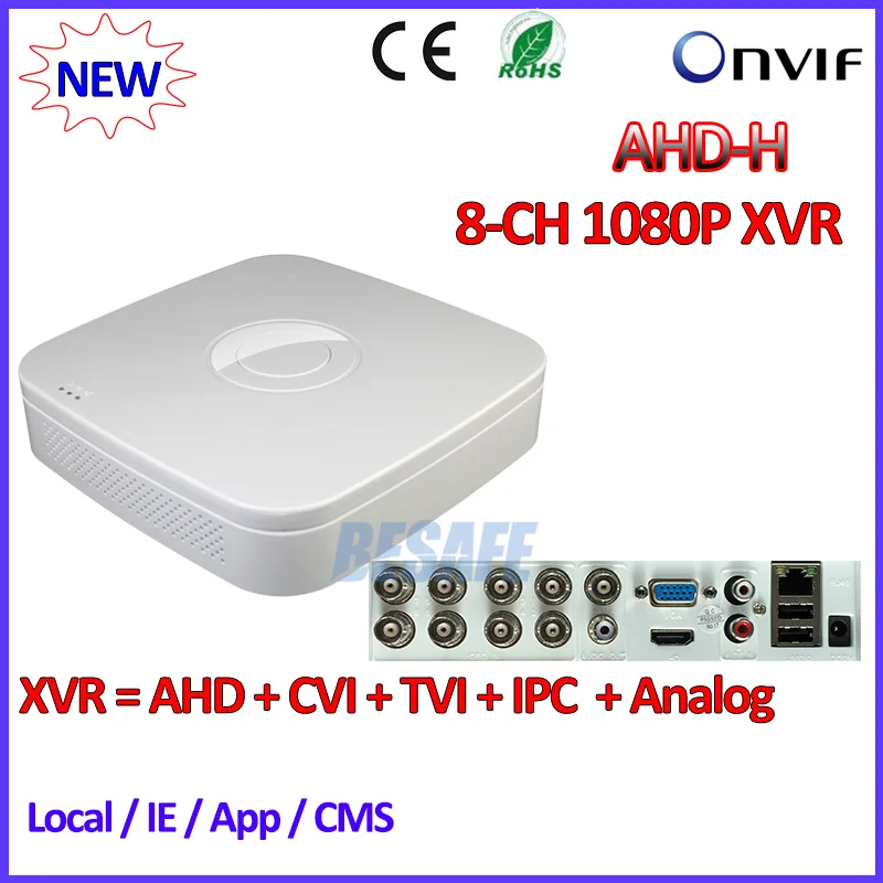 

8Channel DVR 1080P Hybrid AHDVR 8CH for AHD-H CVI TVI camera P2P IP recorder ONVIF Network 8CH mini NVR H.264 for 2MP IP Camera