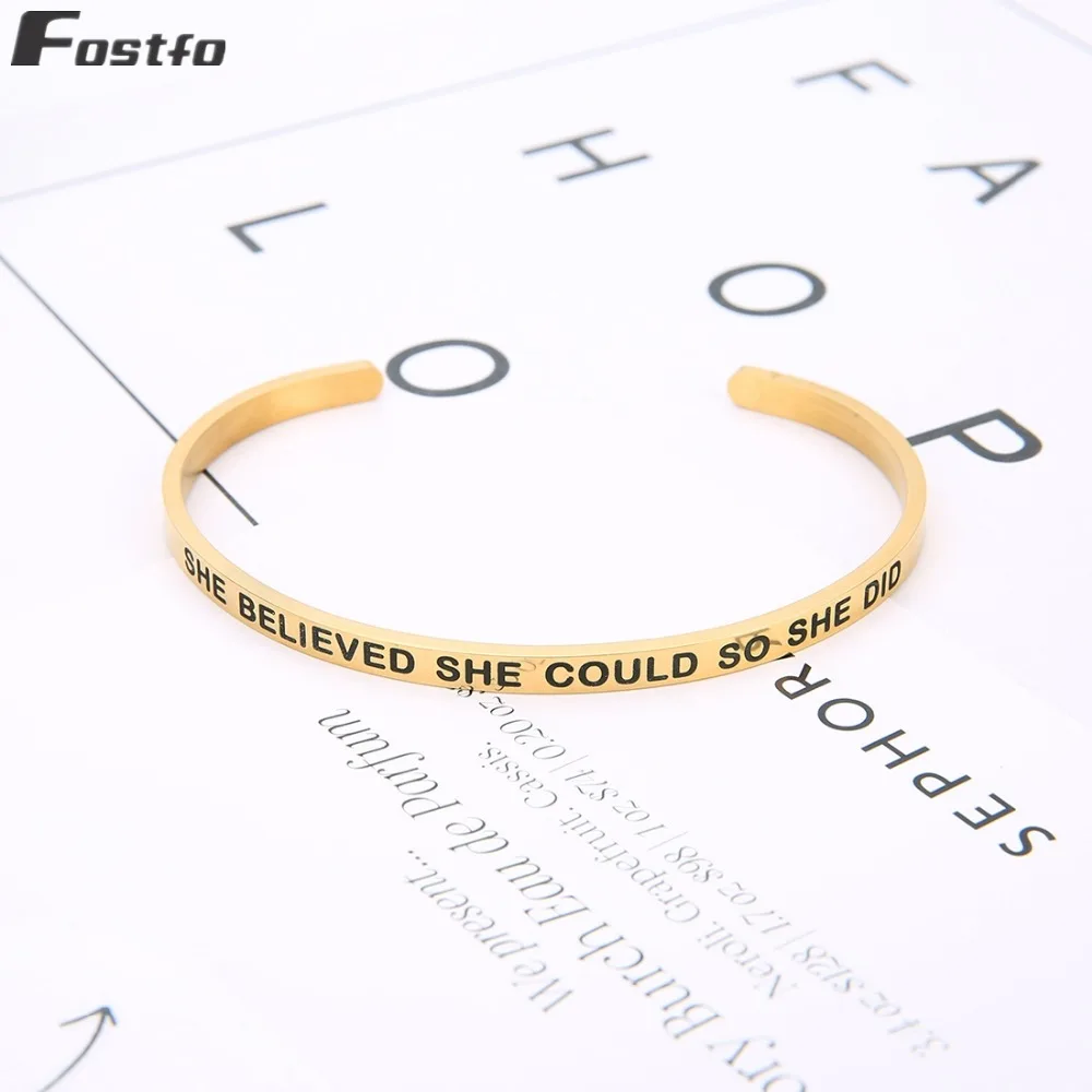 Fostfo 4 мм YOU'RE MY PERSON нержавеющая сталь положительный вдохновляющий персонализированный браслет с мантрой браслет для влюбленных подарки