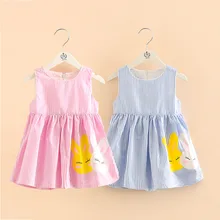 Детское платье с героями мультфильмов г. Новая летняя детская одежда для девочек детское Полосатое платье-майка