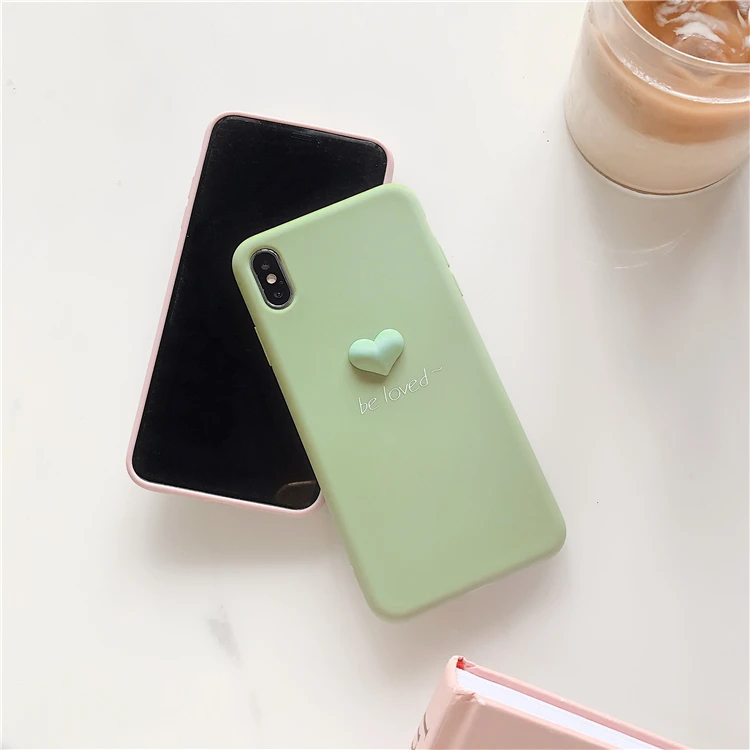 Милый карамельный цвет 3D Love Hearts чехол для телефона для iphone X XR XSMAX чехол Ретро Задняя накладка для iphone 6 7 8 Plus Мягкий ТПУ чехол