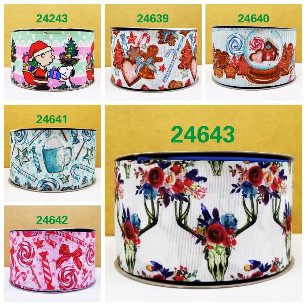 

Free shipping 50 yard cartoon printed grosgrain ribbon 24643