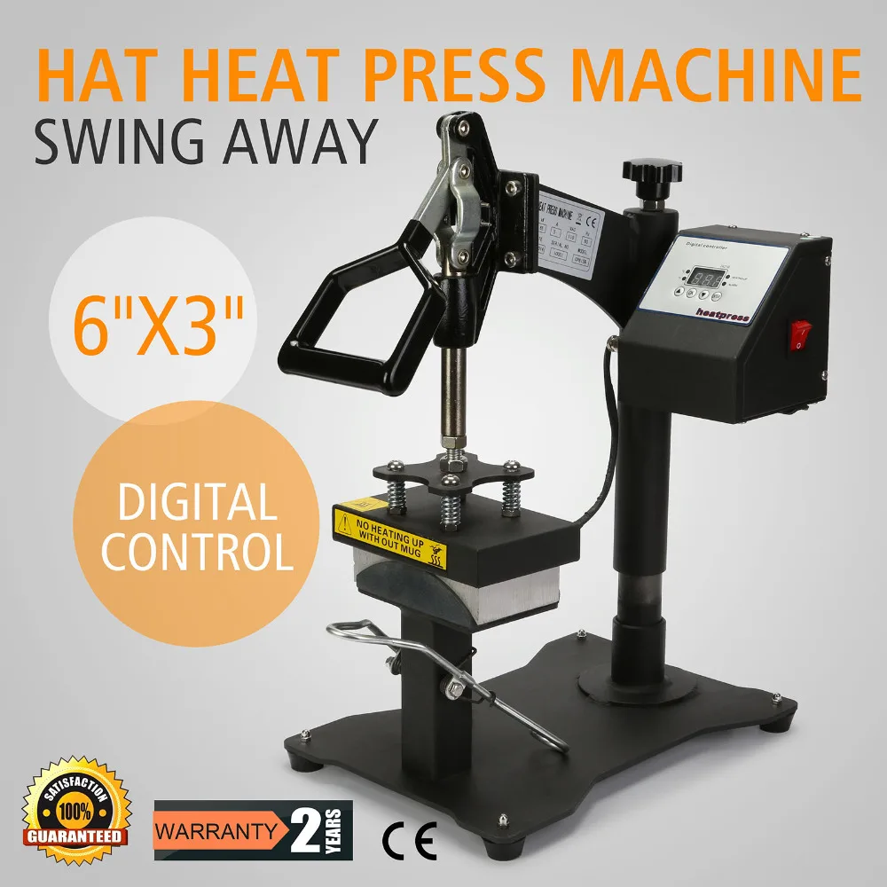 Digital Hat Cap Heat Press Machine Sublimation Transfer Steel Frame Swing Away 