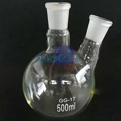 

500ml 19/14# Central/Branch Joint 2-neck Round Bottom Lab Glass Boiling Flask