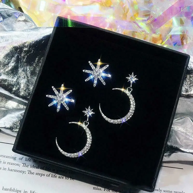Earrings Jewelry Dangle Moon C Star Diamante Crystal Drop Rhinestone Ear | Украшения и аксессуары