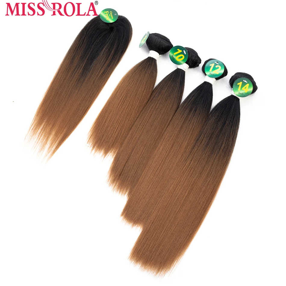 Мисс Рола Синтетические прямые волосы уток эффектом деграде(переход от темного к Цветной Инструменты для завивки волос пряди 8-14 дюймов 5 шт./упак. 200g T1B/27 с застежка