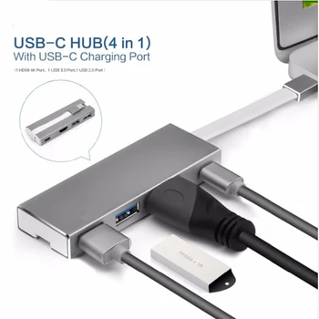 

Thunderbolt 3 Dock 4IN1 USB Type-c to UHD HDMI 4K USB3.0 Hub USB2.0 USB-C PD Charge Mini Adapter for Macbook Pro Huawei Matebook