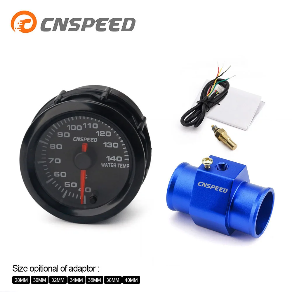 

CNSPEED 2" 52mm 40 7 Color Car Water Temperature Meter - 140 degrees Celsius High Speed Waterproof Tube Adapter Set YC101375