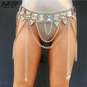

Sexy Metal Body chain skirts womens Tassel Hollow Sequins Sparkling diamond Mini Skirt Nightclub befree women Party Skirts 2020