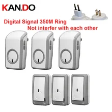 Евро/США подключаемый звонок наборы w/3 излучателей+ 3 приемника беспроводной дверной звонок Водонепроницаемый 380 метр дверной звонок кольцо цифровой сигнальное кольцо