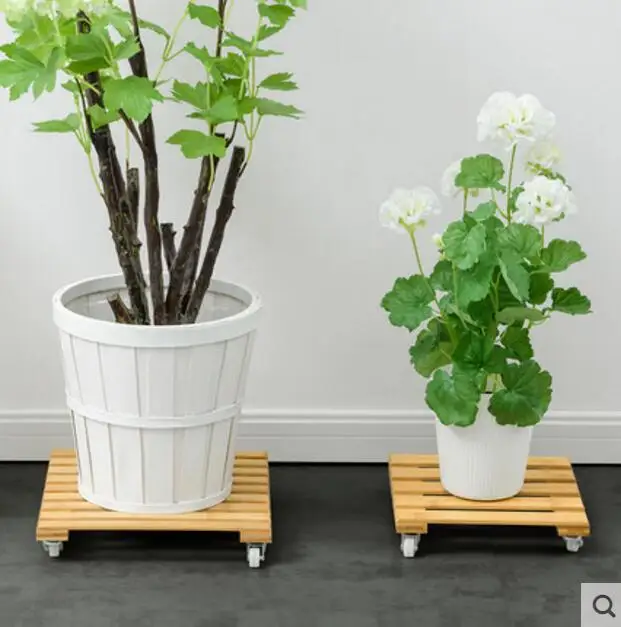 

Flower pot base moving pulley wooden indoor moving living room multi-meat balcony special price