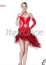 Hot sale red salsa latin dance dress for ladies L-13317