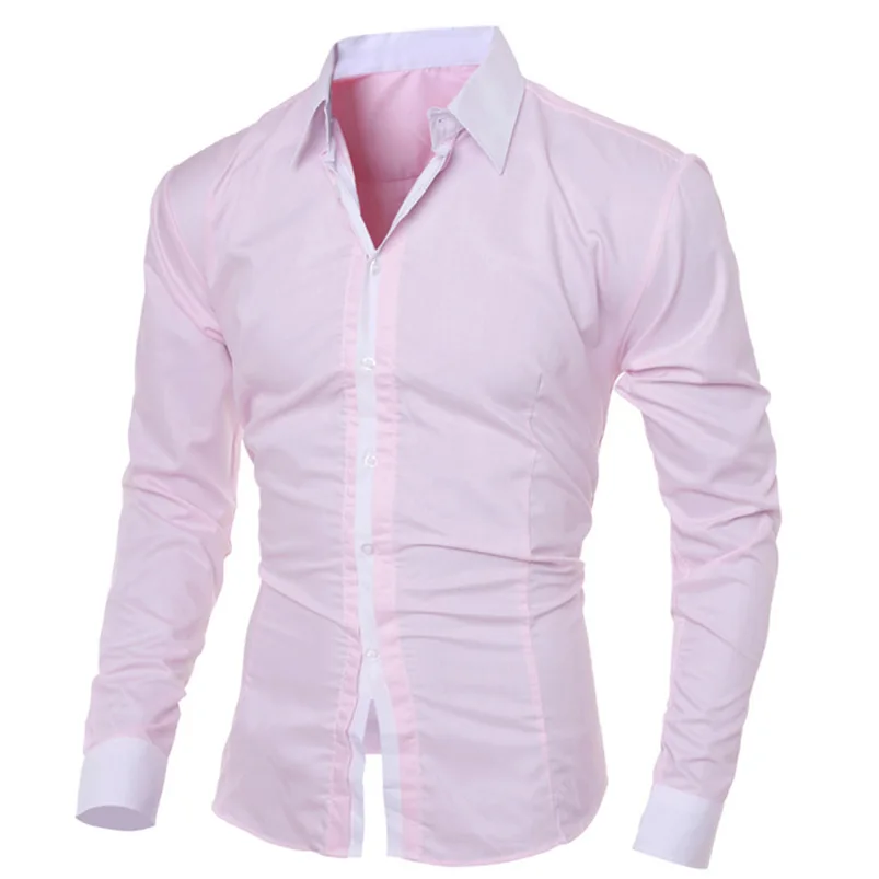 2018 shirt Men Summer Brand Personality Long Sleeve Slim Fit Male Basic T Shirt Blouse Top Size M-XL camisa masculina #FM21 (4)