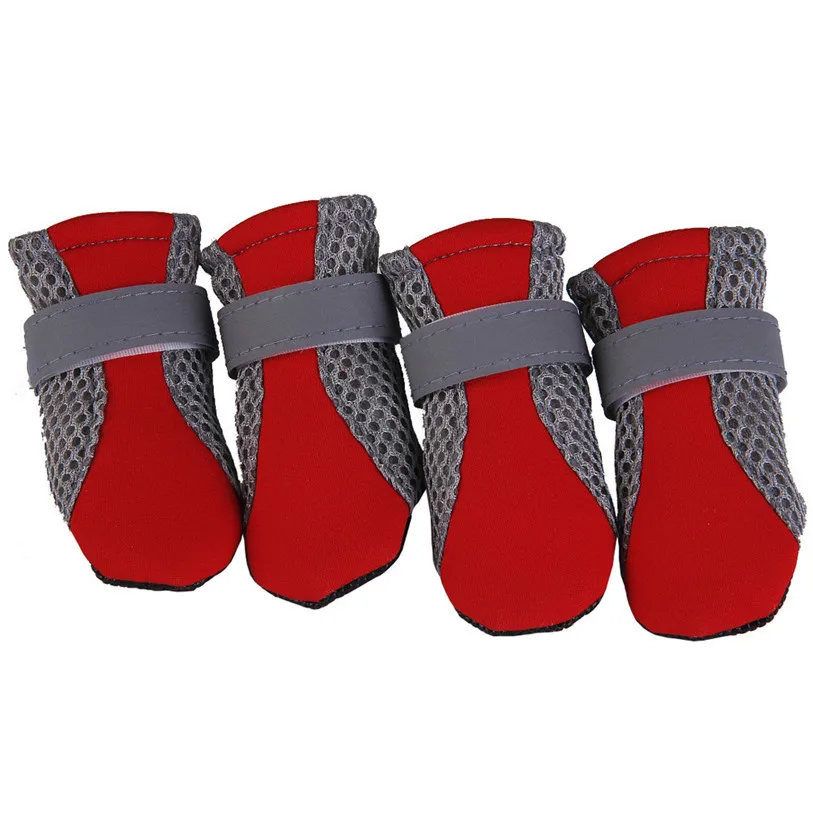 S-XL Breathable Summer Shoes for Dogs 4PcsSet Cute Dog Boots Anti-slip Reflective Straps Puppy Sneakers Pet Supplies #F#40 (12)