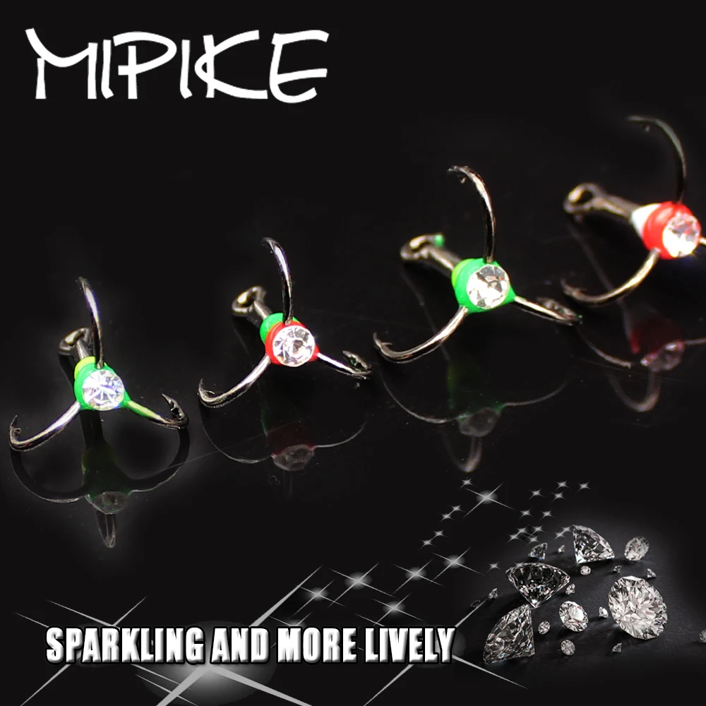 

MIPIKE 1PCS Triple hook Winter Ice Fishing Three Anchor Hook Lure Mini Metal Bait Fish Fishhooks 6#/8#/10#