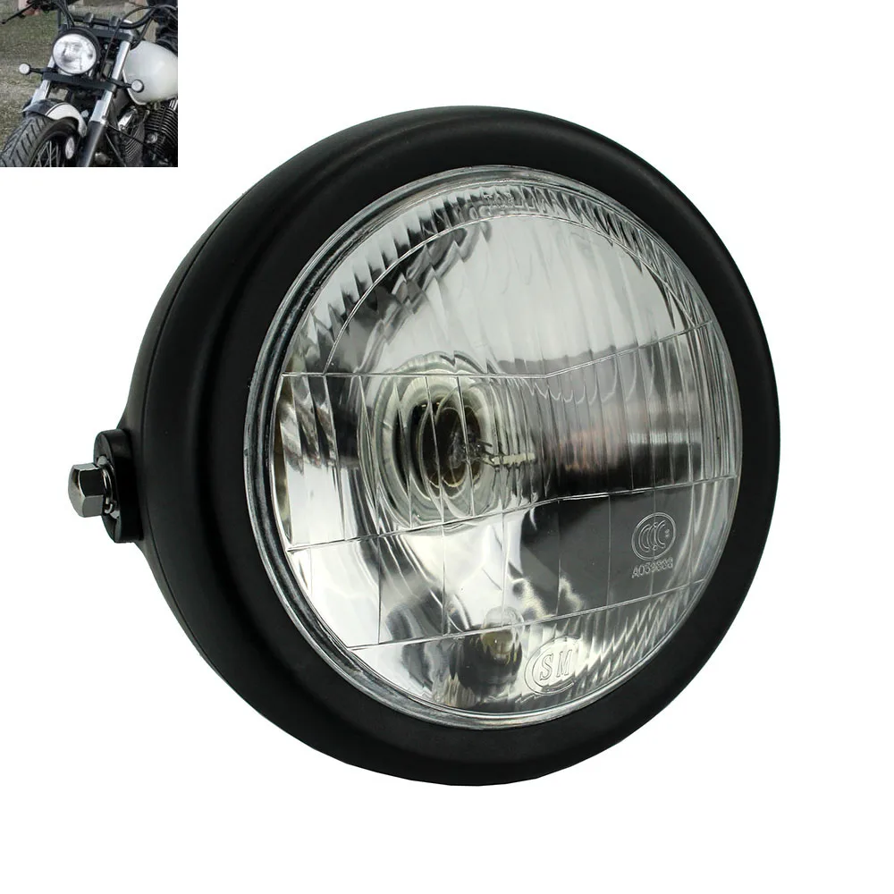 Retro Cafe Racer 6 5 Motorcycle Round Headlight Head font b Lamp b font Halogen Front