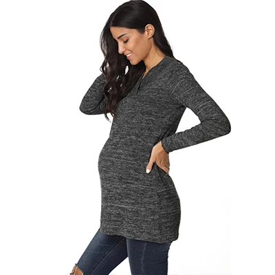 Хлопковая мягкая зимняя одежда для беременных; толстовка; Свободный Повседневный Топ для беременных женщин; зимняя одежда с капюшоном; embarazada - Цвет: pic