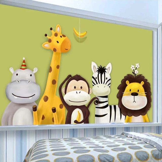 custom mural wallpaper children s room bedroom cartoon theme animals
