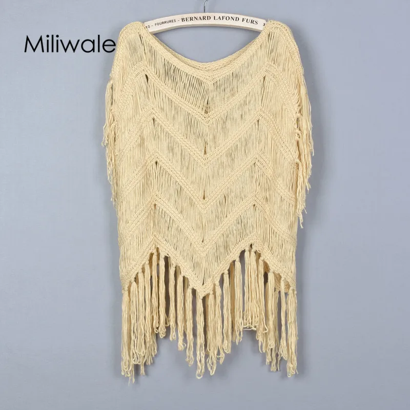 

Sexy hollow out summer spring loose sleeveless tassel women shirt beauty lady causal hand knitted blouse shirt 1700