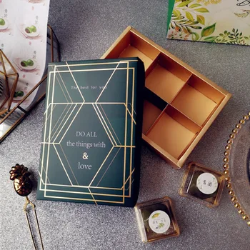 

22.2x15x5cm Romantic Bronzing Green Cake Gift Box,Chocolate Muffin Biscuits Box for Cookie Makaron Packing Package Gifts