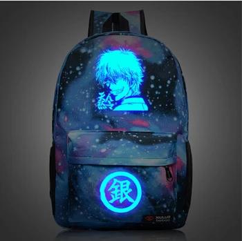 

Dropship Japanese Anime GINTAMA Canvas Galaxy Luminous Printing Backpacks For Teenage Girls School Backpack Laptop Rucksack