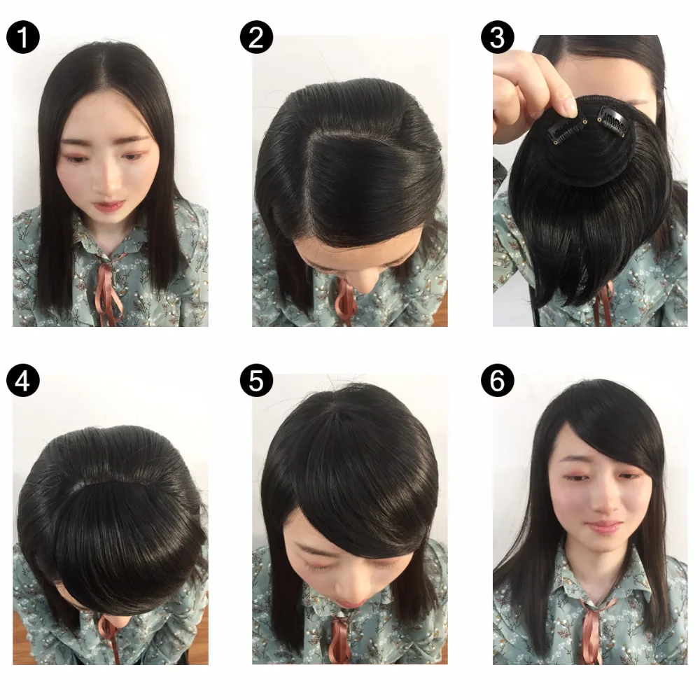 SARLA Hair Bangs Clip in Sweeping Side Fringe Fake False Bang Extensions Natural Synthetic Hairpiece Hair Piece Black Brown B2