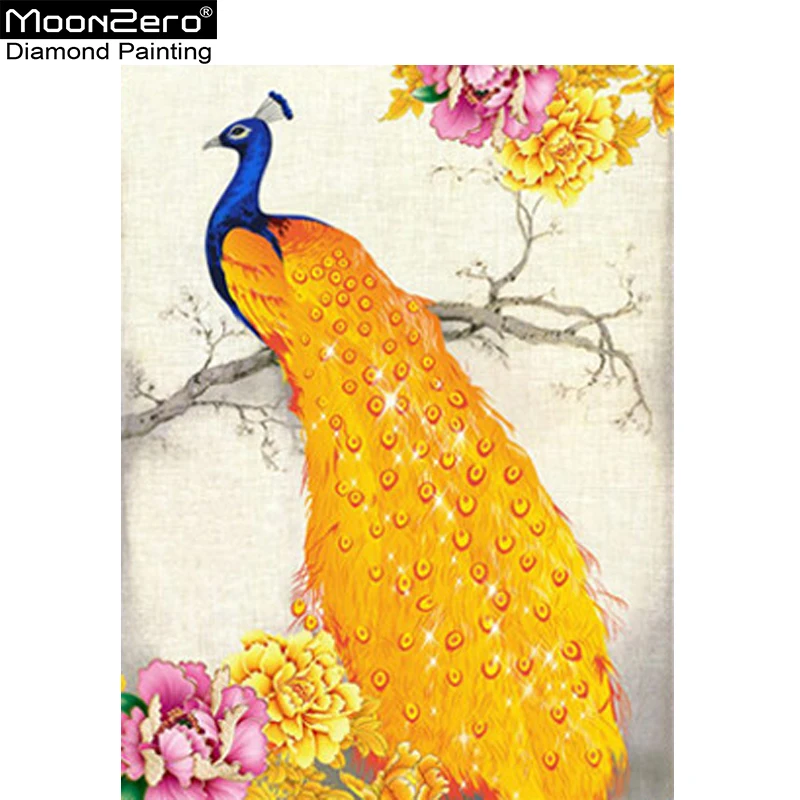 Full Diamond Embroidery 5D DIY Painting Cross Stitch Golden Peacock Mosaic Rhinestones Living Room Decor Gifts | Дом и сад