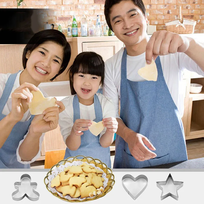 

3 Piece Stainless Steel Cake Mold Set Decorating Tools DIT Biscuit Baking Tool Star Flower Shaped Cookie Cut Kitchen Accessories