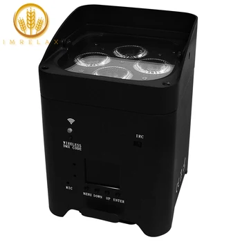 

IMRELAX Battery 4*18W RGBWA + UV LED Par Light Adjust Base Angle DMX Wireless LED Par Can Lights with Phone App Control