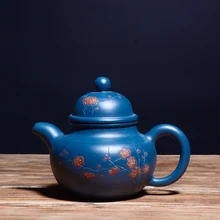 Аутентичный китайский чайник для заварки чая известная чистая ручная работа, из фиолетовой глины чайник кунг-фу Zisha Небесно-Голубой глиняный шар отверстие чайник