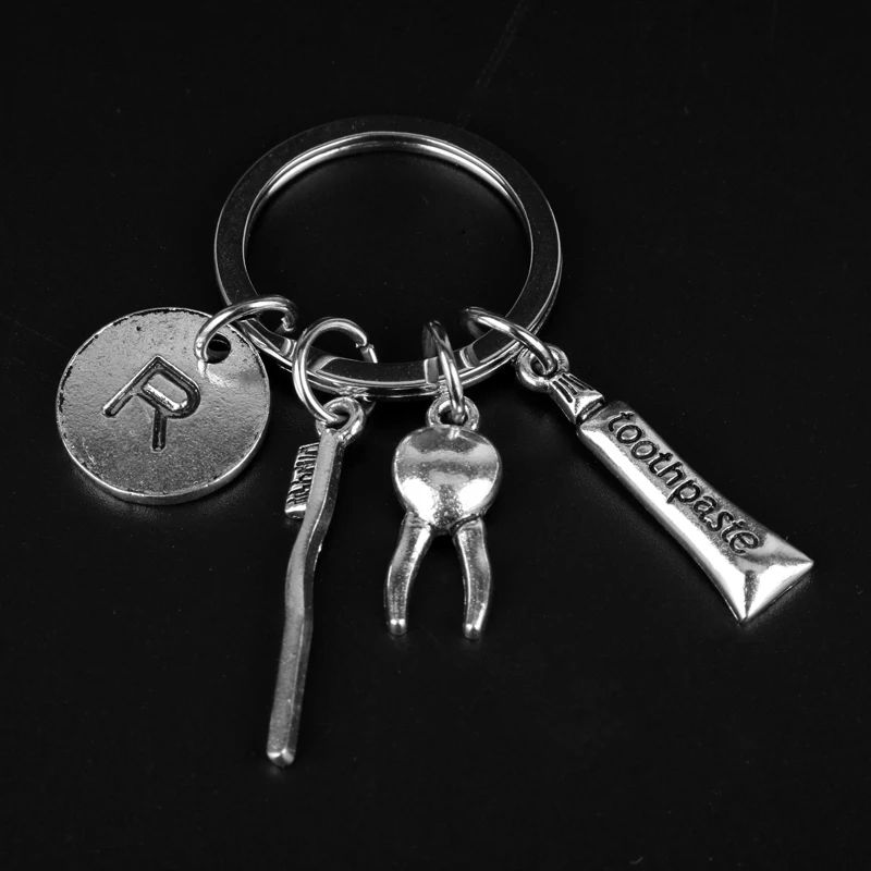 

Funny Jewelry Toothpaste Toothbrush Tooth Letter R Dentist Teeth Key Chain Mini DIY Bag Accessories