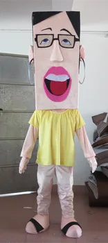 

big glasses pupil mascot costume cute little girl costume with pink dress and yellow shirt