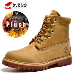 Z. Suo/зимние мужские ботинки из коровьей кожи с мехом, желтые мужские зимние ботинки, обувь из натуральной кожи, мужские теплые уличные