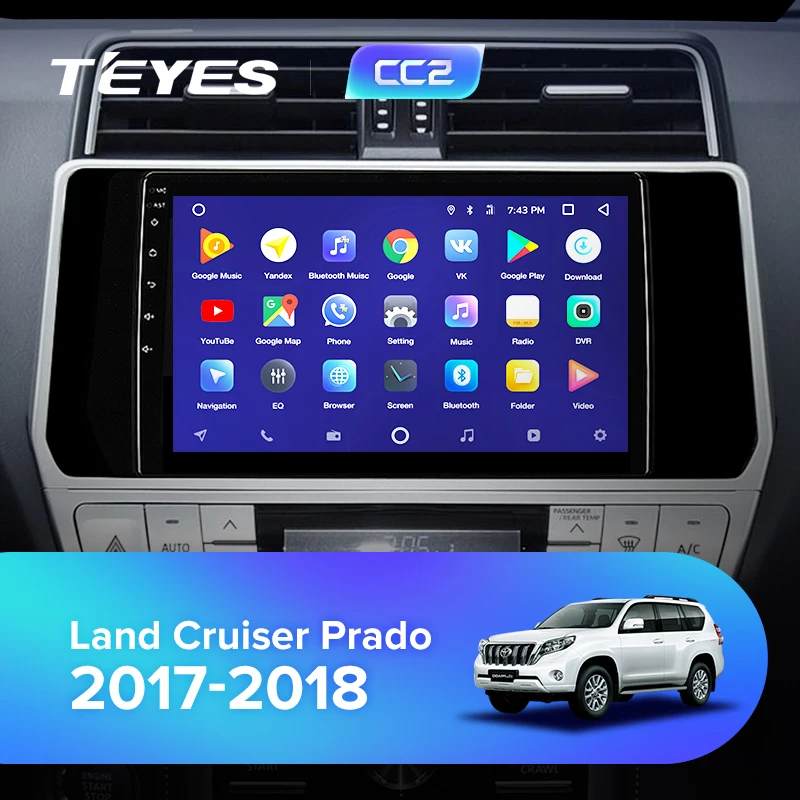 TEYES CC2 Штатная магнитола для Тойота Ленд Крузер Прадо J150 Toyota Land Cruiser Prado 150 Android 8.1, до 8-ЯДЕР, до 4+ 64ГБ 32EQ+ DSP 2DIN автомагнитола 2 DIN DVD GPS мультимедиа автомобиля головное устройство