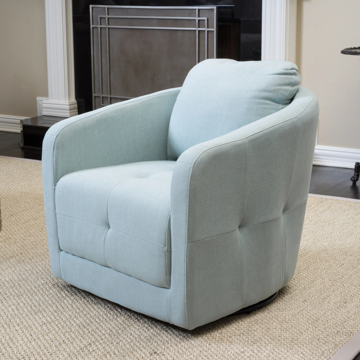 South Hampton Light Blue Swivel Chairin Living Room 