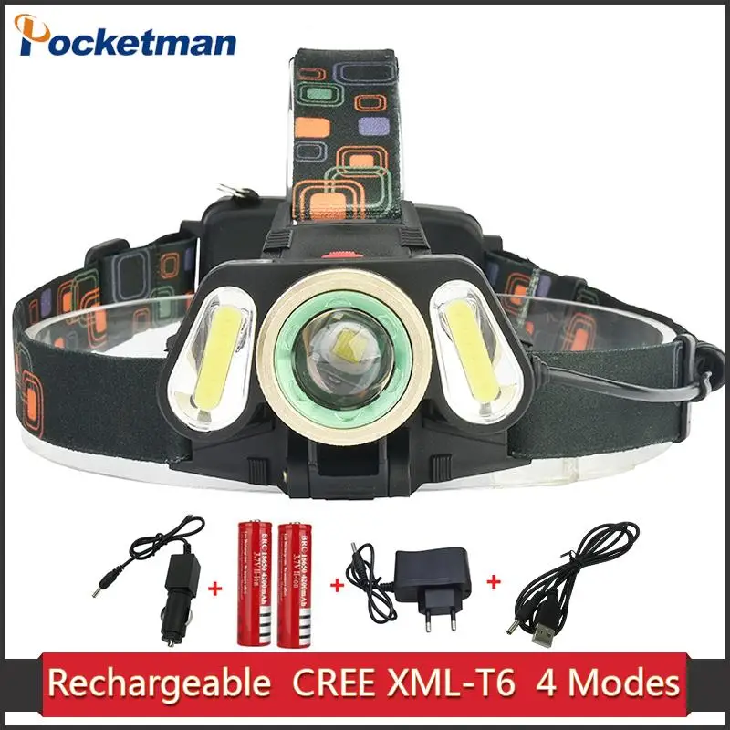5000 Lumens Waterproof LED Headlamp 4 Modes Headlight 18650