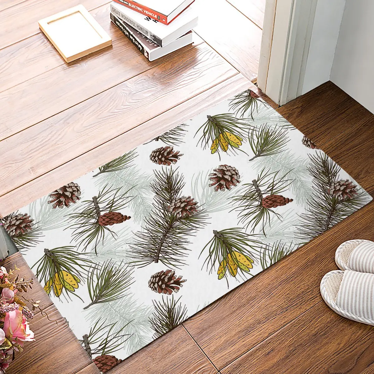 Pine Branches And Pine Cones Door Mats Floor Bath Entrance Rug Mat ...