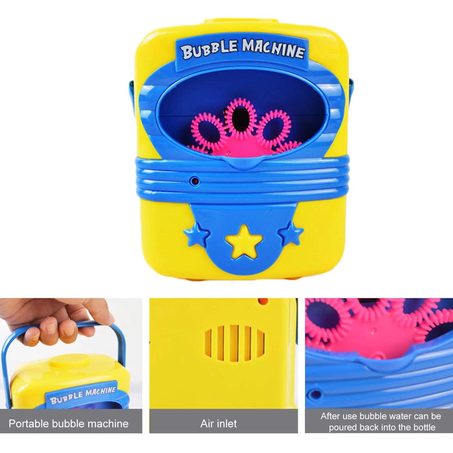 Portable Kids Indoor Outdoor Sports Square Shape Electric Automatical Handy Soap Bubble Machine Blow Bubbles Blower Maker Toy