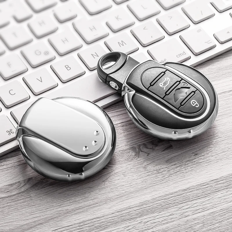 

Car Key Case For MINI Cooper Smart Key Clubman Convertible Countryman Electroless Plating Shell Glossy Silver Scratch Proof Coat