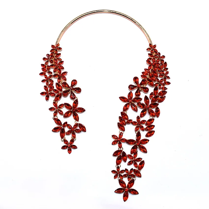 Роскошное ожерелье-чокер с кристаллами и драгоценными камнями, женское ожерелье с большим воротником, женское индийское богемное этническое ожерелье с открытым воротником