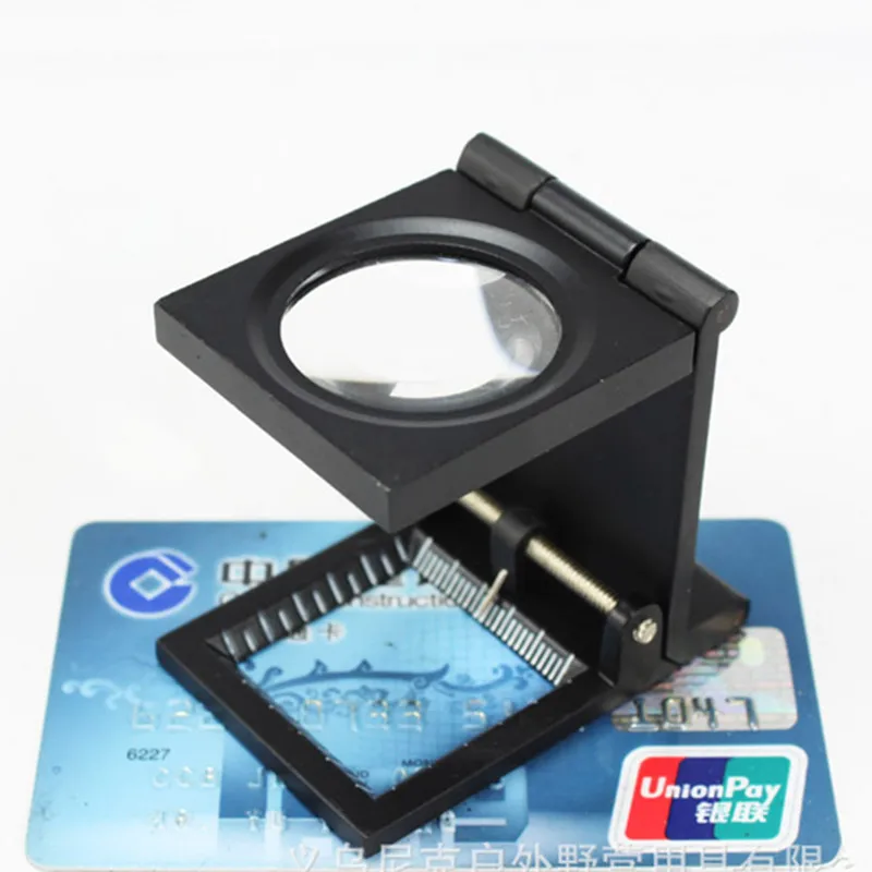 TH 9005C 10X Zinc Alloy Ruler Folding Scale Magnifier Cloth Magnifier