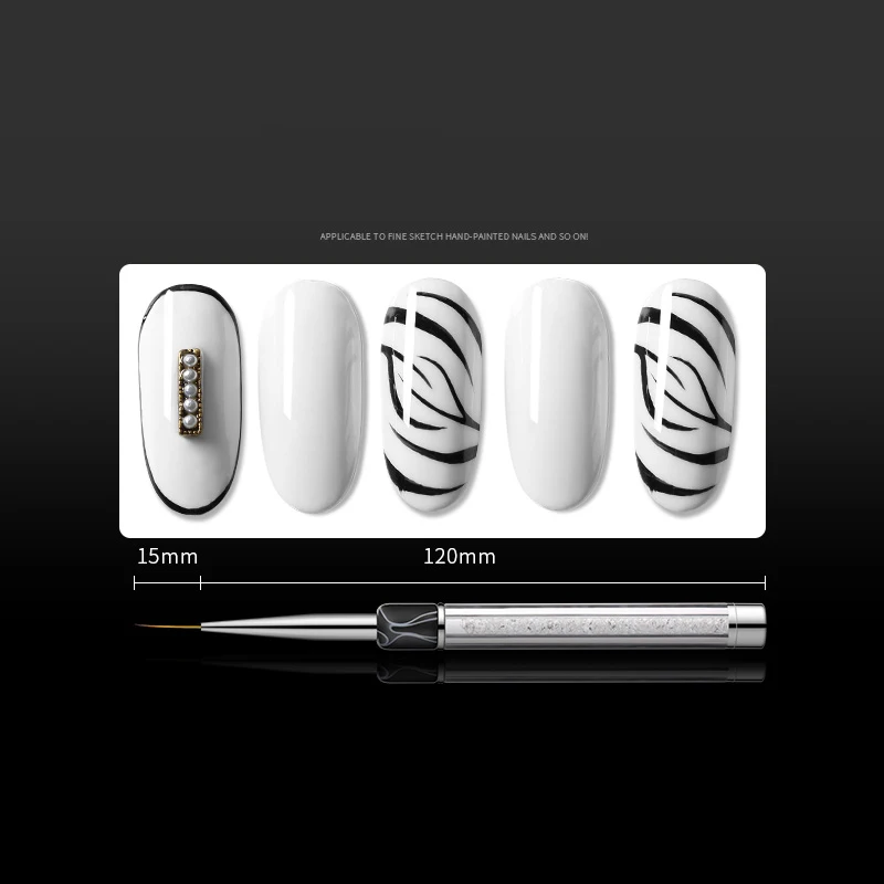 ViiNuro кисть для маникюра 5 размеров кончик Гелевая Кисть для рисования на ногтях Professional Nail Акриловая кисть для ногтей кисти для маникюра инструменты для рисования - Цвет: 15mm