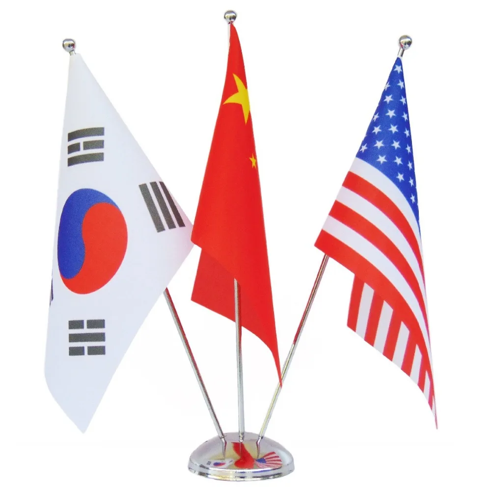 

KAFNIK,Three-bar desk flag flag negotiation flag signing flag table flag frame decoration with any 14*21cm flags,free shipping