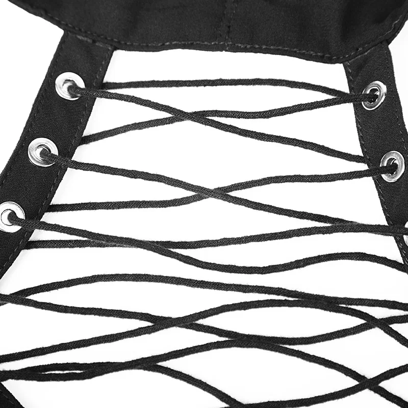 Maniche Neck E Il Lunghe Irregolare Chiffon Allacciatura Delle Estate Gotico Rave Lungo Allentato T Halter Camicette Nero A Sexy Magliette Punk Camicia shirt Donne xzfwYqCna