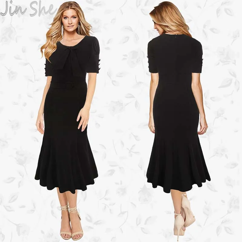 Jin she 2017 s-xxl плюс размер женская твердых весной и летом dress sexy bowknot maxi о-образным