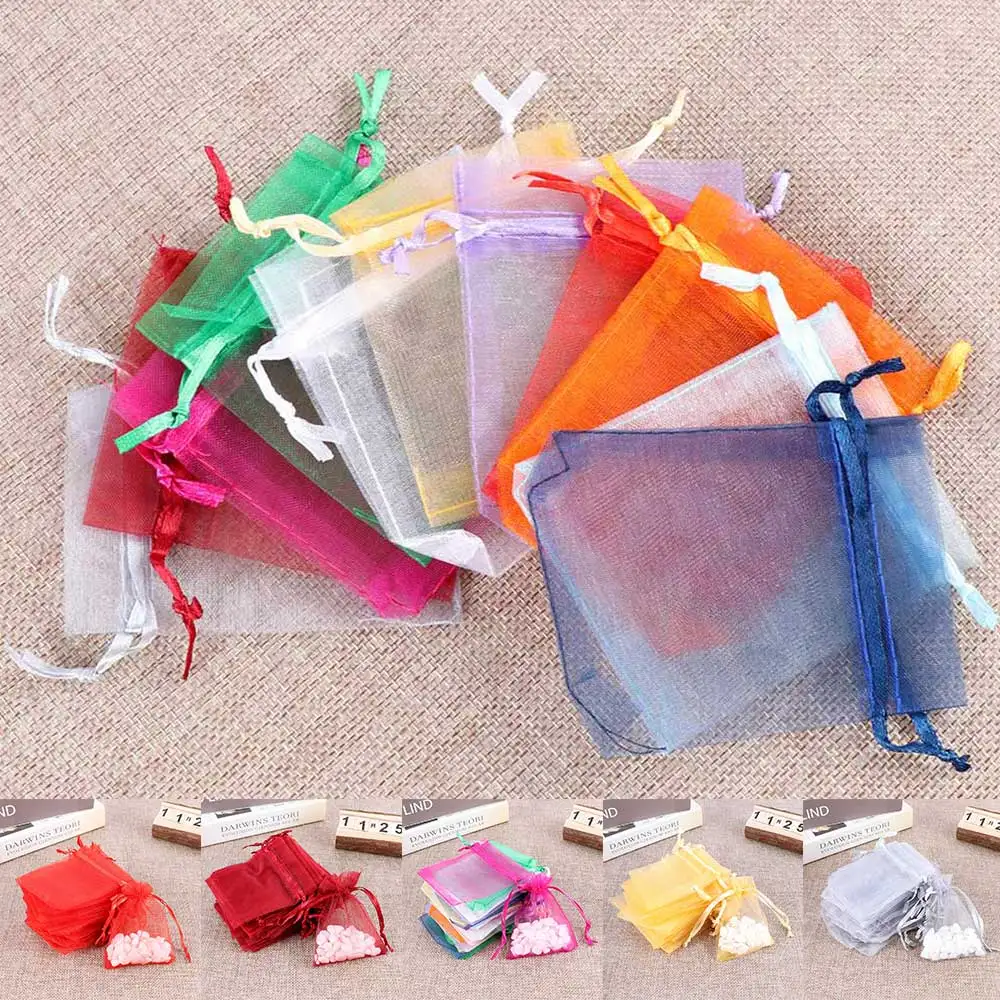 Mu Mianhua 50 bolsas de organza transparente con cordón de satén para caramelos regalo de 30 x 40 cm regalo de boda fiesta bolsa de joyería 